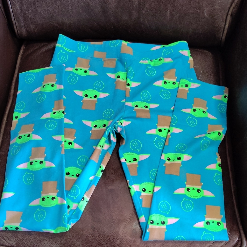 Star Wars Blue Leggings with Green Character Design Nwot